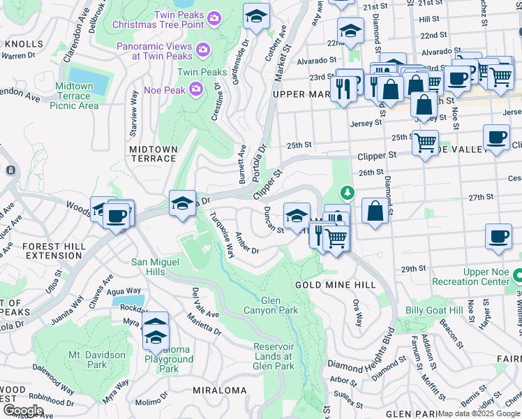 map of restaurants, bars, coffee shops, grocery stores, and more near in San Francisco
