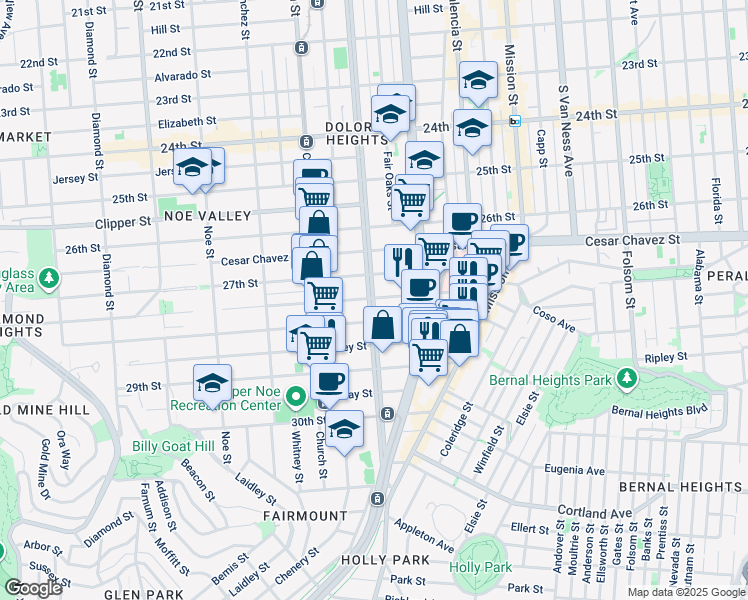 map of restaurants, bars, coffee shops, grocery stores, and more near in San Francisco