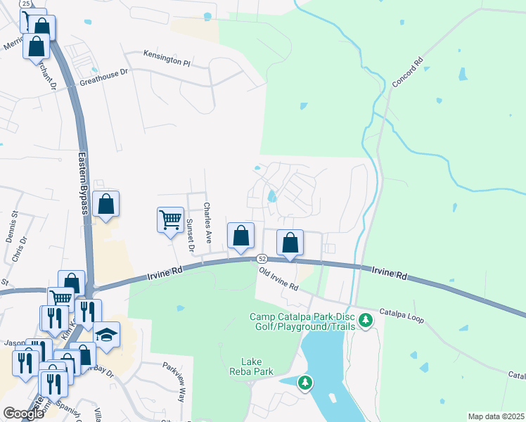 map of restaurants, bars, coffee shops, grocery stores, and more near Benson Drive in Richmond