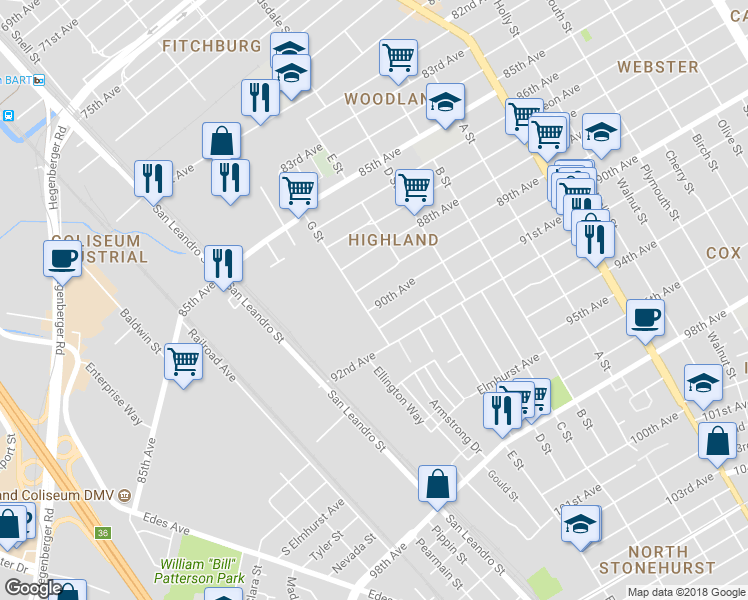 map of restaurants, bars, coffee shops, grocery stores, and more near 923 90th Avenue in Oakland