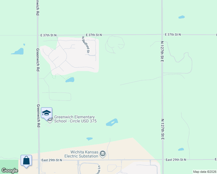 map of restaurants, bars, coffee shops, grocery stores, and more near 12200 East 4 Oaks Street in Wichita