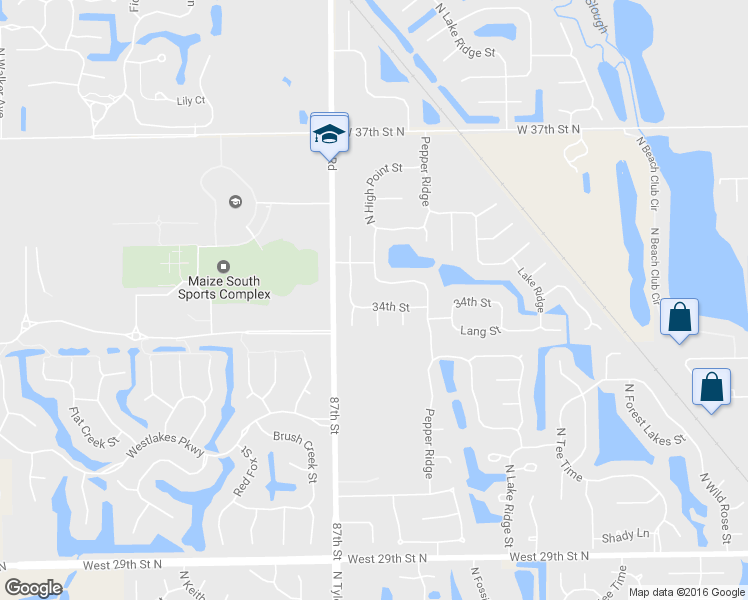 map of restaurants, bars, coffee shops, grocery stores, and more near 8610 34th Street in Wichita