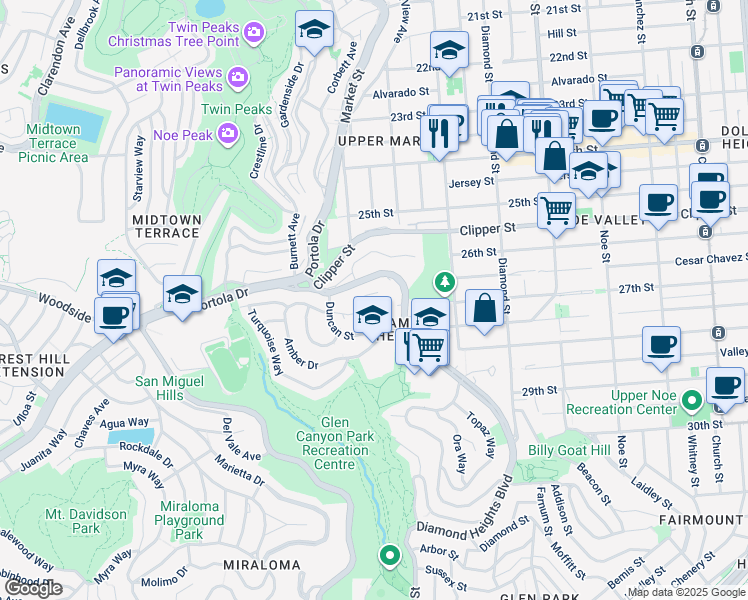 map of restaurants, bars, coffee shops, grocery stores, and more near in San Francisco
