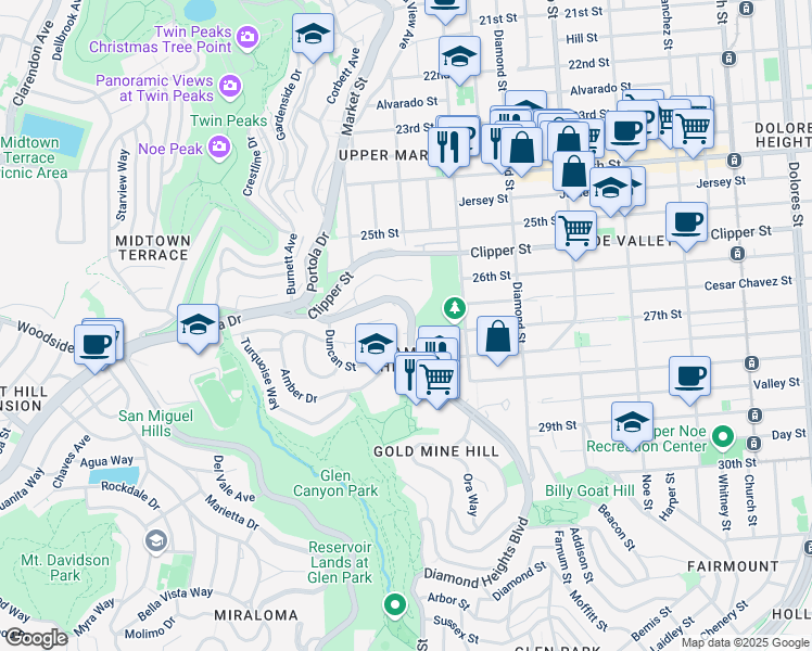 map of restaurants, bars, coffee shops, grocery stores, and more near in San Francisco