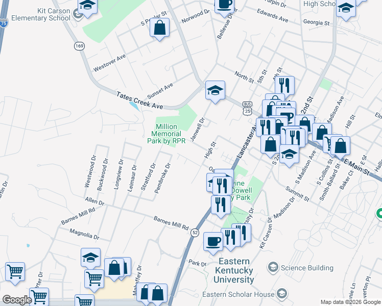 map of restaurants, bars, coffee shops, grocery stores, and more near 112 Wilmore Park Drive in Richmond