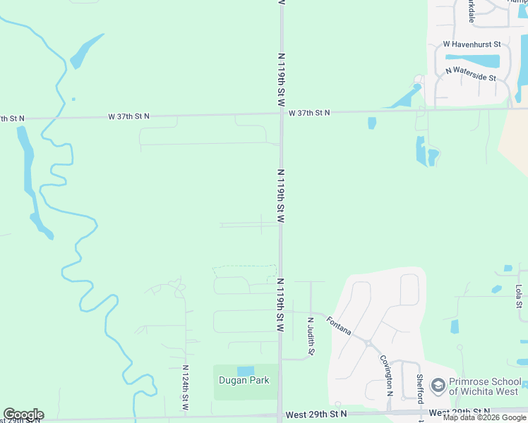 map of restaurants, bars, coffee shops, grocery stores, and more near 3405-3799 North 119th Street West in Wichita