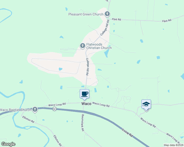 map of restaurants, bars, coffee shops, grocery stores, and more near 220 College Hill Road in Waco