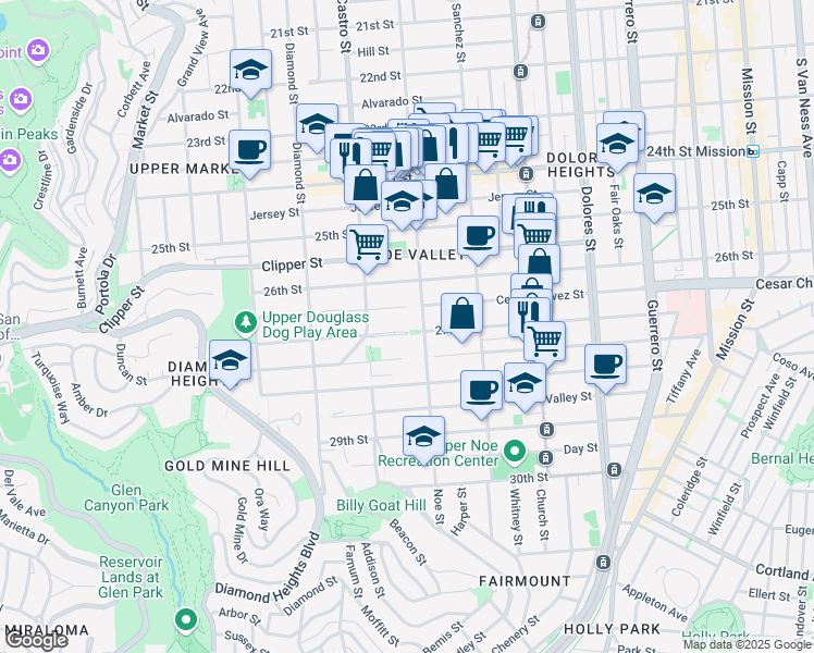 map of restaurants, bars, coffee shops, grocery stores, and more near in San Francisco