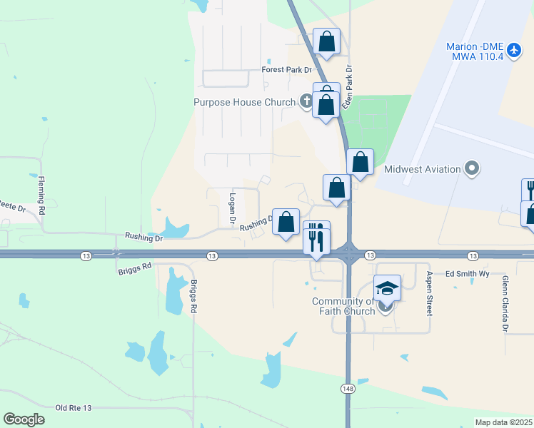 map of restaurants, bars, coffee shops, grocery stores, and more near 400 Lincoln Drive in Herrin