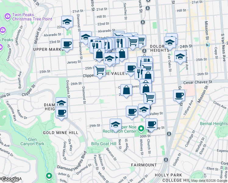map of restaurants, bars, coffee shops, grocery stores, and more near in San Francisco