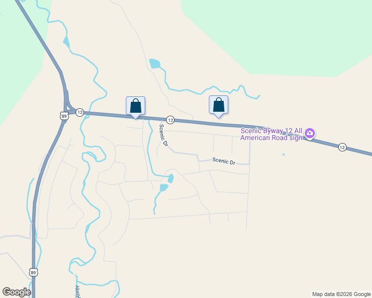 map of restaurants, bars, coffee shops, grocery stores, and more near Scenic Drive in Panguitch