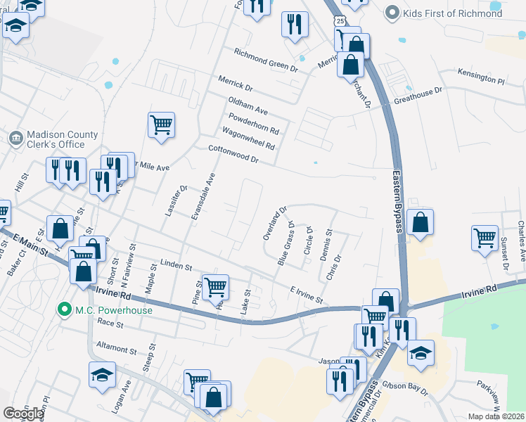 map of restaurants, bars, coffee shops, grocery stores, and more near 328 East Irvine Street in Richmond