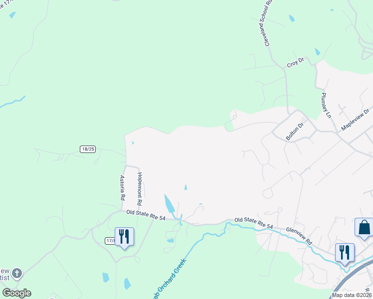 map of restaurants, bars, coffee shops, grocery stores, and more near 422 Astoria Road in Beckley