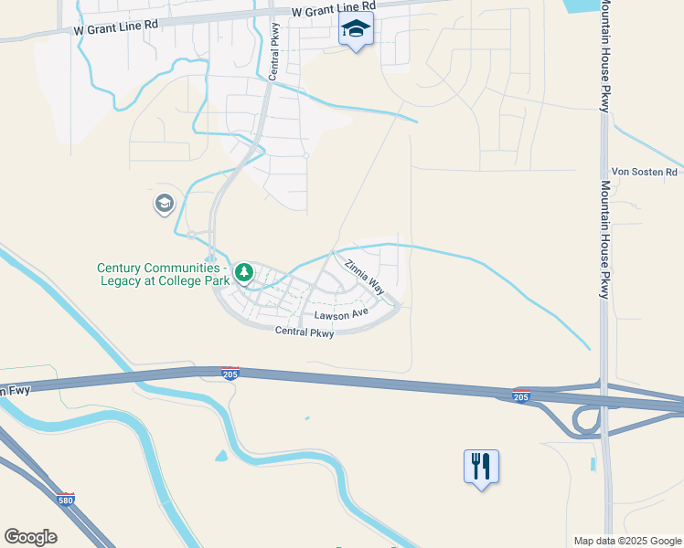 map of restaurants, bars, coffee shops, grocery stores, and more near 247 Wrigleys Avenue in Tracy