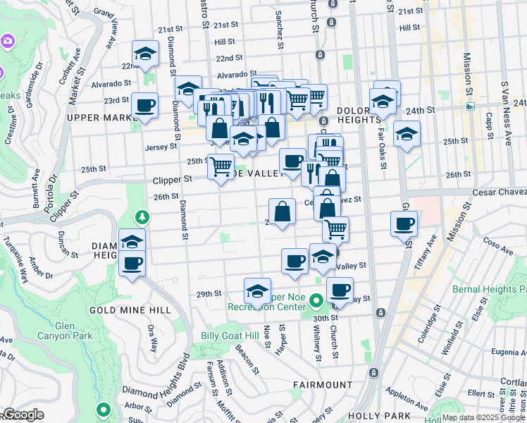 map of restaurants, bars, coffee shops, grocery stores, and more near in San Francisco