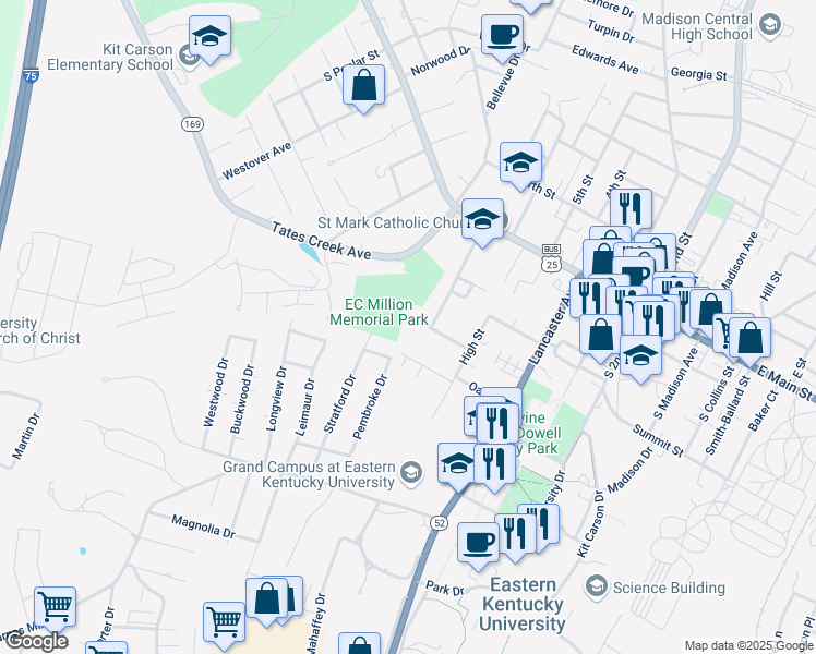 map of restaurants, bars, coffee shops, grocery stores, and more near 216 Langford Court in Richmond