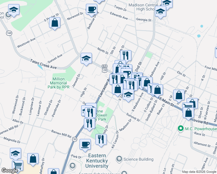 map of restaurants, bars, coffee shops, grocery stores, and more near 215 Lancaster Avenue in Richmond
