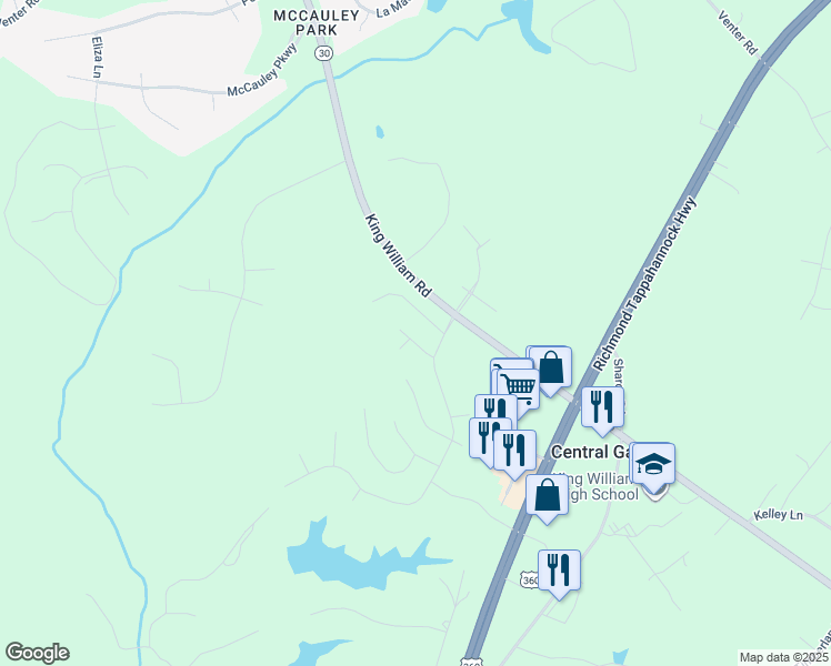 map of restaurants, bars, coffee shops, grocery stores, and more near 110 Saint Charles Place in Aylett