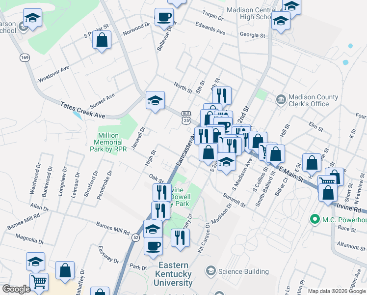 map of restaurants, bars, coffee shops, grocery stores, and more near 215 Lancaster Avenue in Richmond