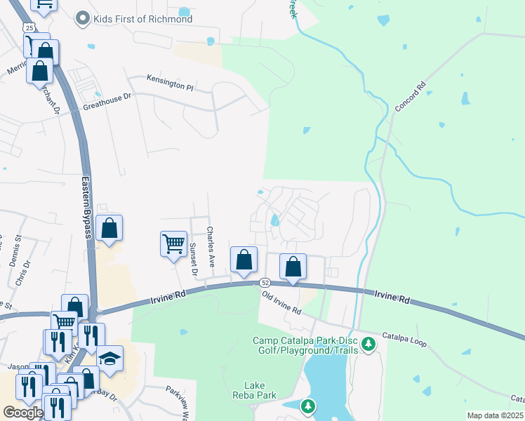 map of restaurants, bars, coffee shops, grocery stores, and more near 743 Benson Drive in Richmond