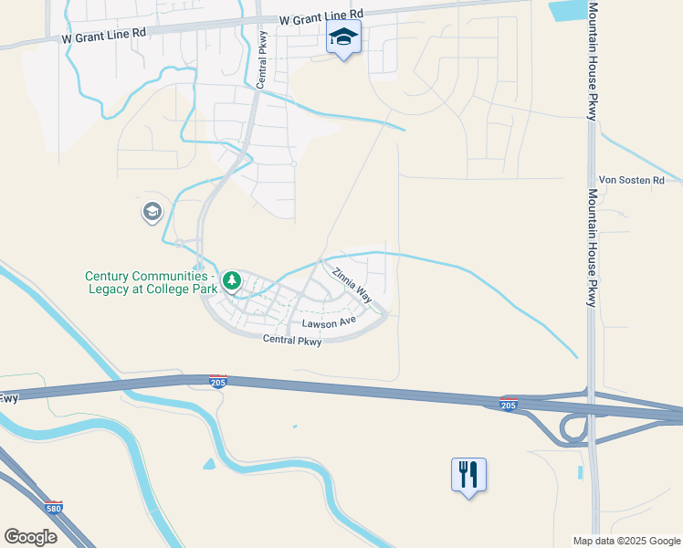 map of restaurants, bars, coffee shops, grocery stores, and more near 247 Wrigleys Avenue in Tracy