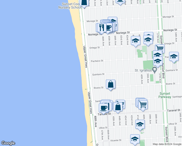 map of restaurants, bars, coffee shops, grocery stores, and more near in San Francisco