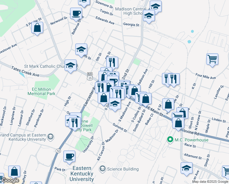 map of restaurants, bars, coffee shops, grocery stores, and more near in Richmond