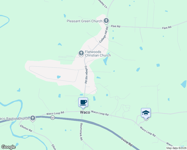 map of restaurants, bars, coffee shops, grocery stores, and more near 220 College Hill Road in Waco