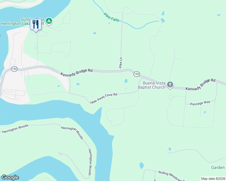 map of restaurants, bars, coffee shops, grocery stores, and more near 292 Hide Away Cove Road in Lancaster