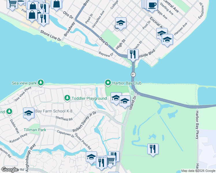 map of restaurants, bars, coffee shops, grocery stores, and more near 200 Packet Landing Road in Alameda