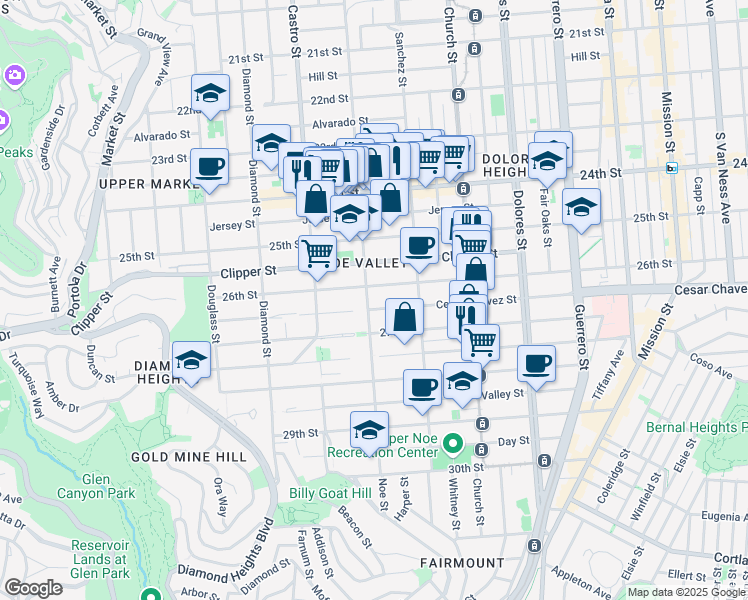 map of restaurants, bars, coffee shops, grocery stores, and more near in San Francisco