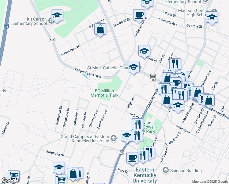 map of restaurants, bars, coffee shops, grocery stores, and more near 216 Langford Court in Richmond