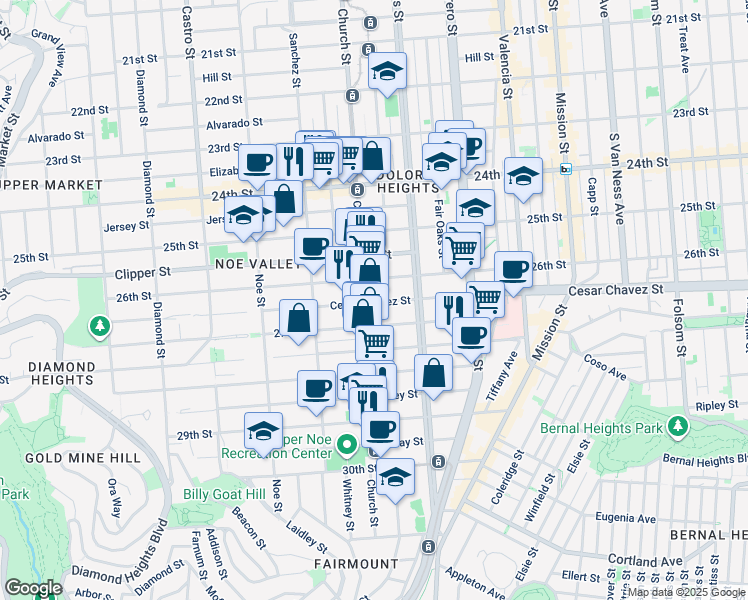 map of restaurants, bars, coffee shops, grocery stores, and more near in San Francisco