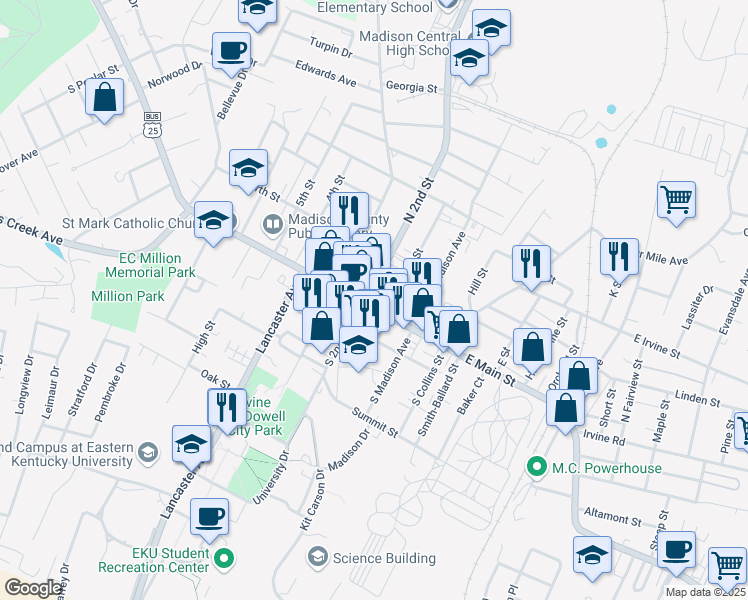 map of restaurants, bars, coffee shops, grocery stores, and more near in Richmond