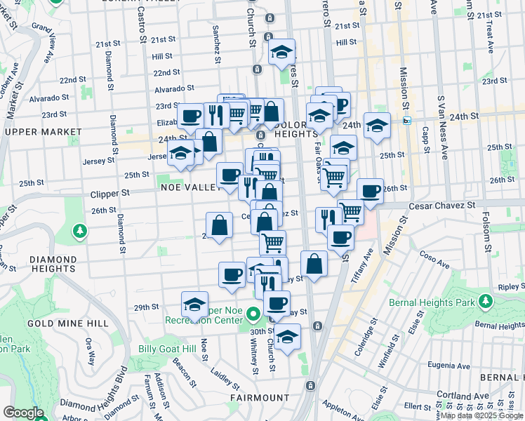 map of restaurants, bars, coffee shops, grocery stores, and more near in San Francisco