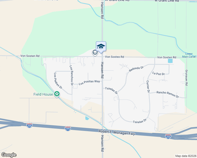 map of restaurants, bars, coffee shops, grocery stores, and more near 16551 Los Positas Way in Tracy