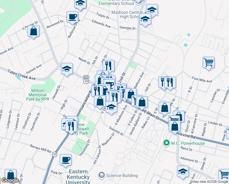 map of restaurants, bars, coffee shops, grocery stores, and more near 123 North 2nd Street in Richmond