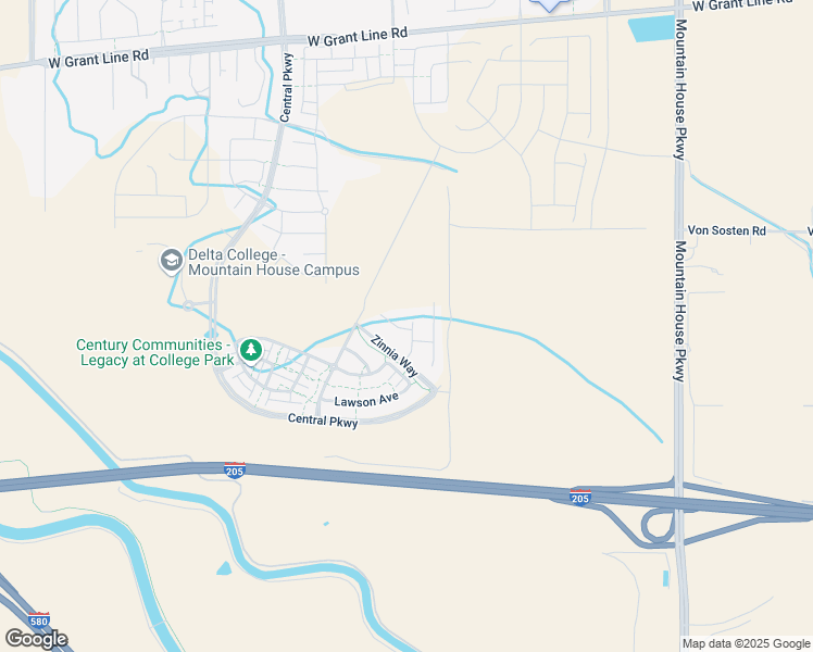 map of restaurants, bars, coffee shops, grocery stores, and more near Forsythia Way in Tracy
