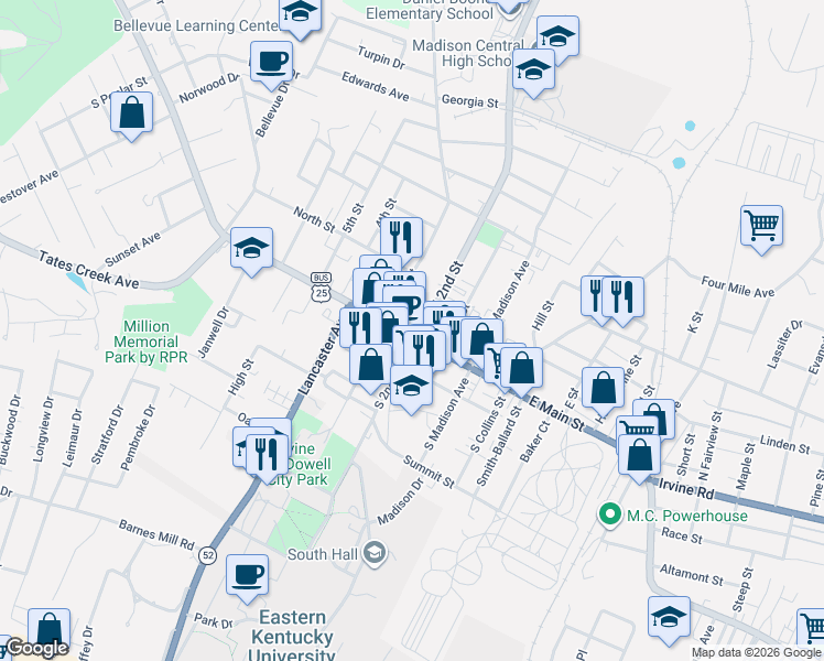 map of restaurants, bars, coffee shops, grocery stores, and more near in Richmond