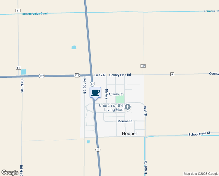 map of restaurants, bars, coffee shops, grocery stores, and more near 8665 Adams Street in Hooper