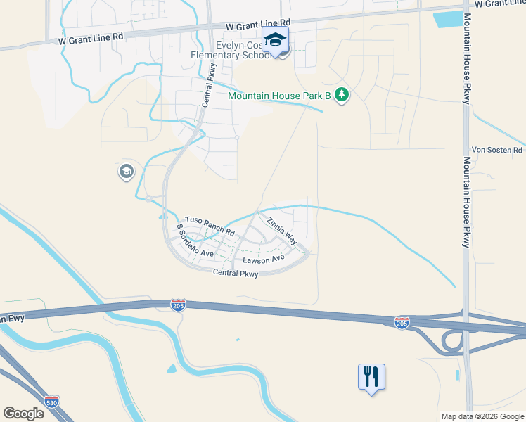 map of restaurants, bars, coffee shops, grocery stores, and more near 247 Wrigleys Avenue in Tracy