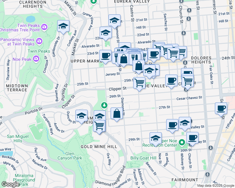 map of restaurants, bars, coffee shops, grocery stores, and more near in San Francisco