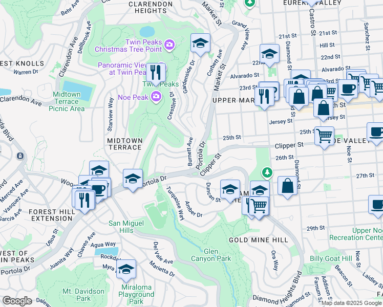 map of restaurants, bars, coffee shops, grocery stores, and more near in San Francisco