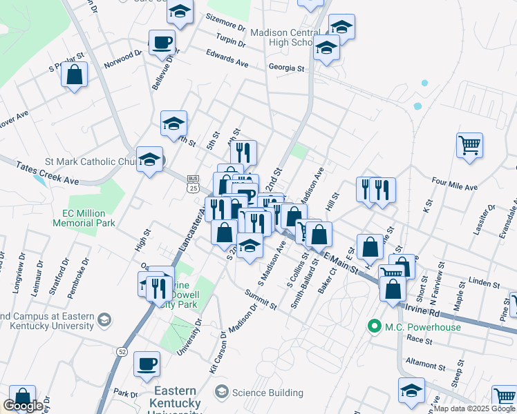 map of restaurants, bars, coffee shops, grocery stores, and more near 104 North 2nd Street in Richmond