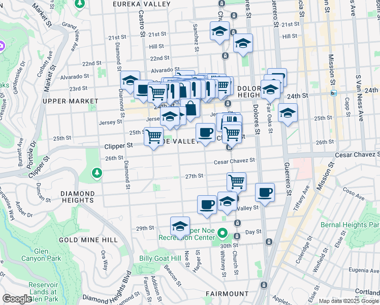 map of restaurants, bars, coffee shops, grocery stores, and more near 4056 26th St in San Francisco