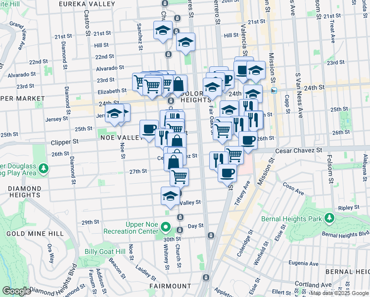 map of restaurants, bars, coffee shops, grocery stores, and more near in San Francisco