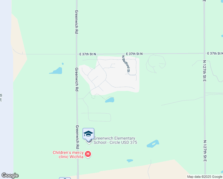 map of restaurants, bars, coffee shops, grocery stores, and more near 3456 North Greenwich Road in Wichita