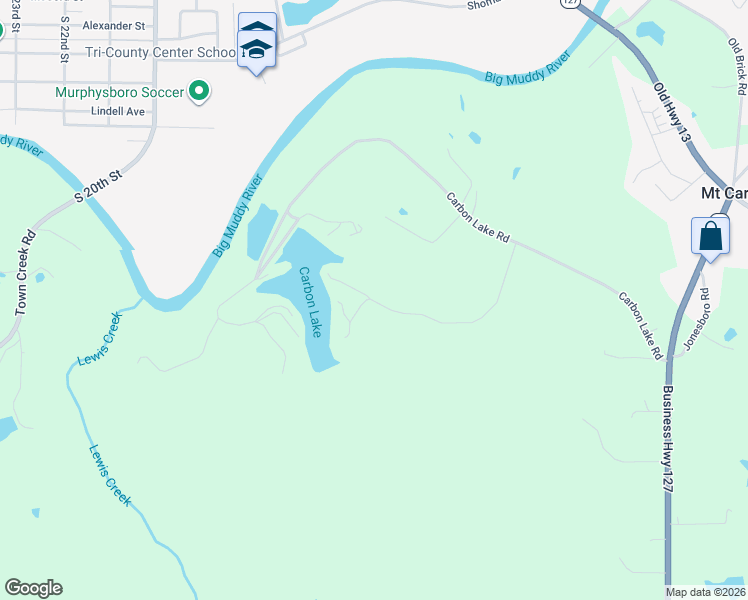 map of restaurants, bars, coffee shops, grocery stores, and more near 1-199 Boyer Road in Murphysboro