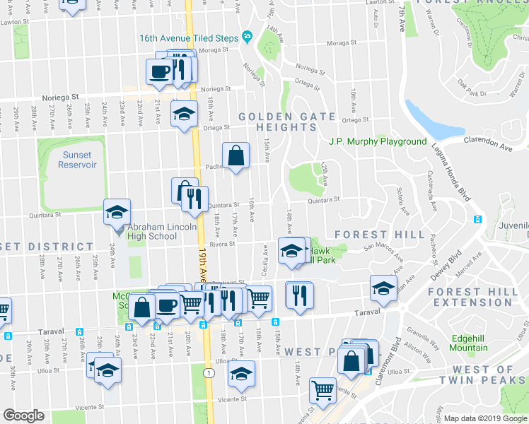 map of restaurants, bars, coffee shops, grocery stores, and more near in San Francisco