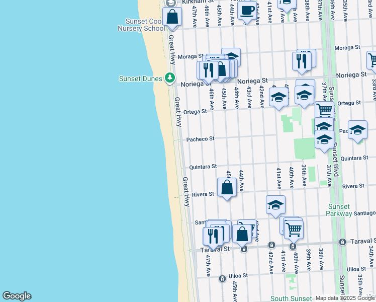 map of restaurants, bars, coffee shops, grocery stores, and more near in San Francisco